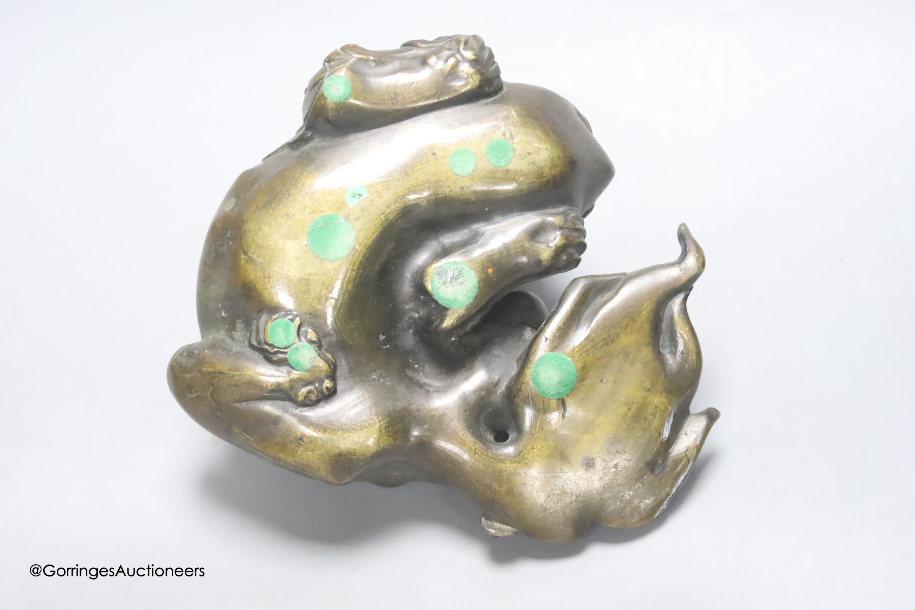 A Chinese bronze lion dog, height 12cm